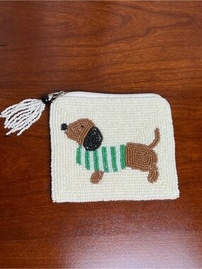 Beaded Dachshund Coin Purse/Zippered Pouch